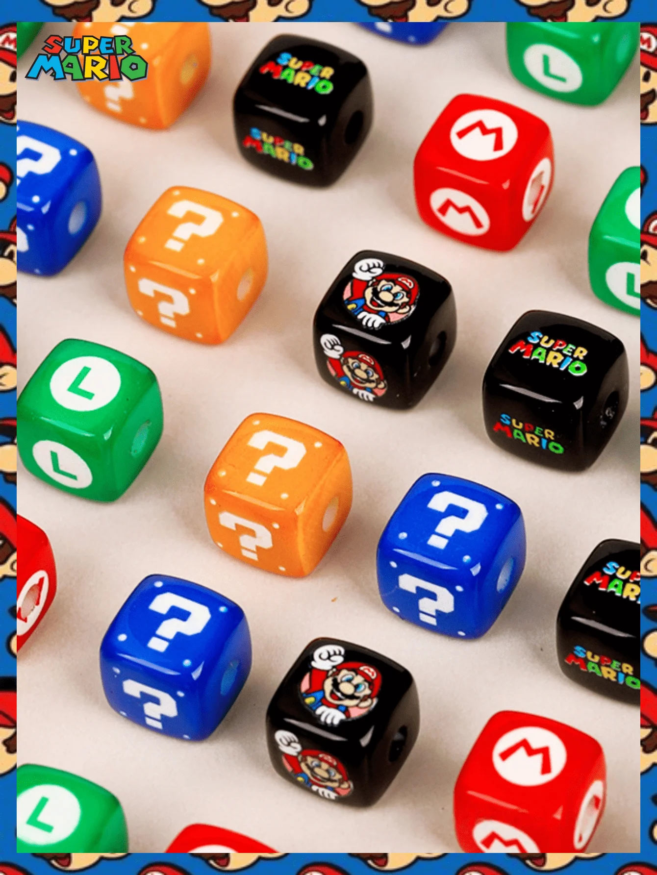 2/6/10 قطعة MINISO الكلاسيكية الكرتون ماريو بلوك سوار مطرز مثقوب ، سلسلة الهاتف ، عقال ، اكسسوارات المجوهرات الاكريليك ذاتية الصنع.