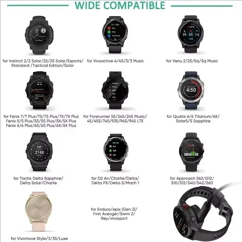 Kabel adaptor pengisi daya, untuk jam Garmin Fenix 8 7 S 6 5 7X 6X Forerunner 955 935 255 colokan pengisi daya untuk IOS Micro USB Tipe C