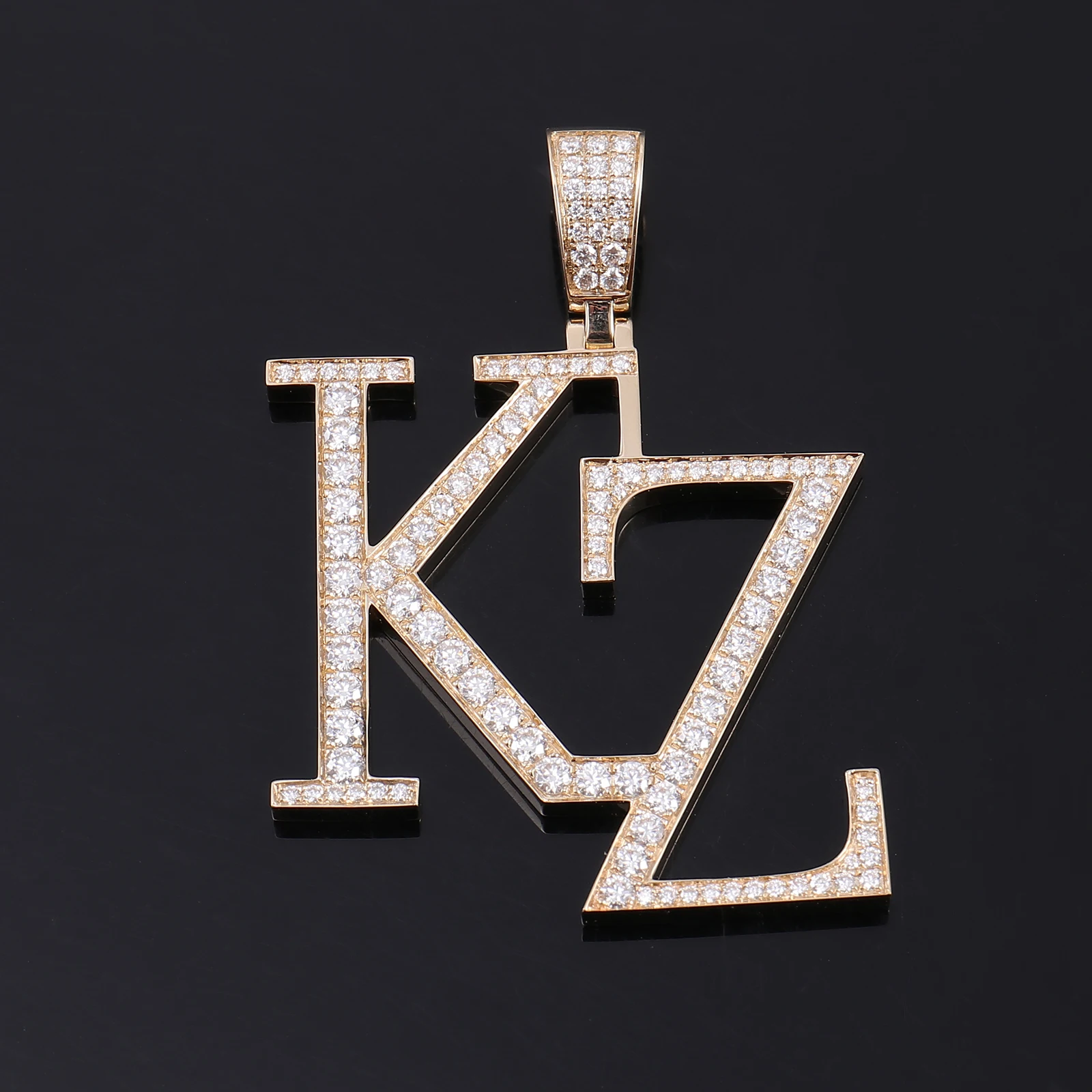 Provence custom name jewelry 10K/14K gold letter name pendant lab diamond hip hop pendant for unisex Anniversary birthday gifts