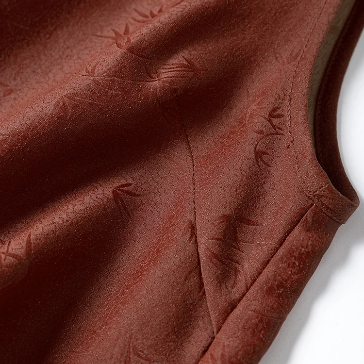 Women's Casual New 100% Natural Mulberry Silk Jacquard Red Cloud Yarn Breathable and Cool Round Neck Sleeveless Vest