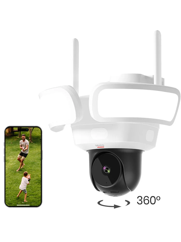 Dekco 3K UHD WiFi-schijnwerpercamera buiten 360 °   Bekijk kleur Nachtzicht Draadloze beveiligingscamera PIR-detectie 2-weg audio - afbeelding 2