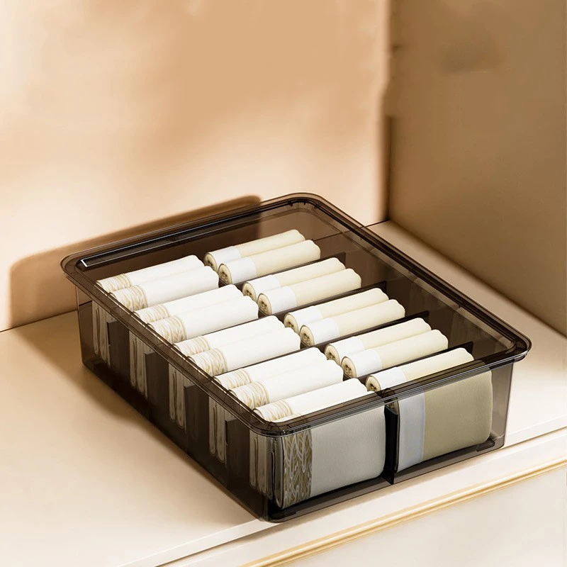 Transparent Gray Underwear Storage Box Set 3 Pack No Lid Dra