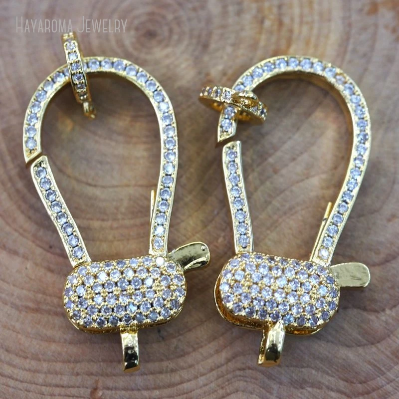 

5Pcs & Hooks Wholesale Invisible Setting Gold Color Copper Lock Lobster Geometric Oval Accessory Clasps