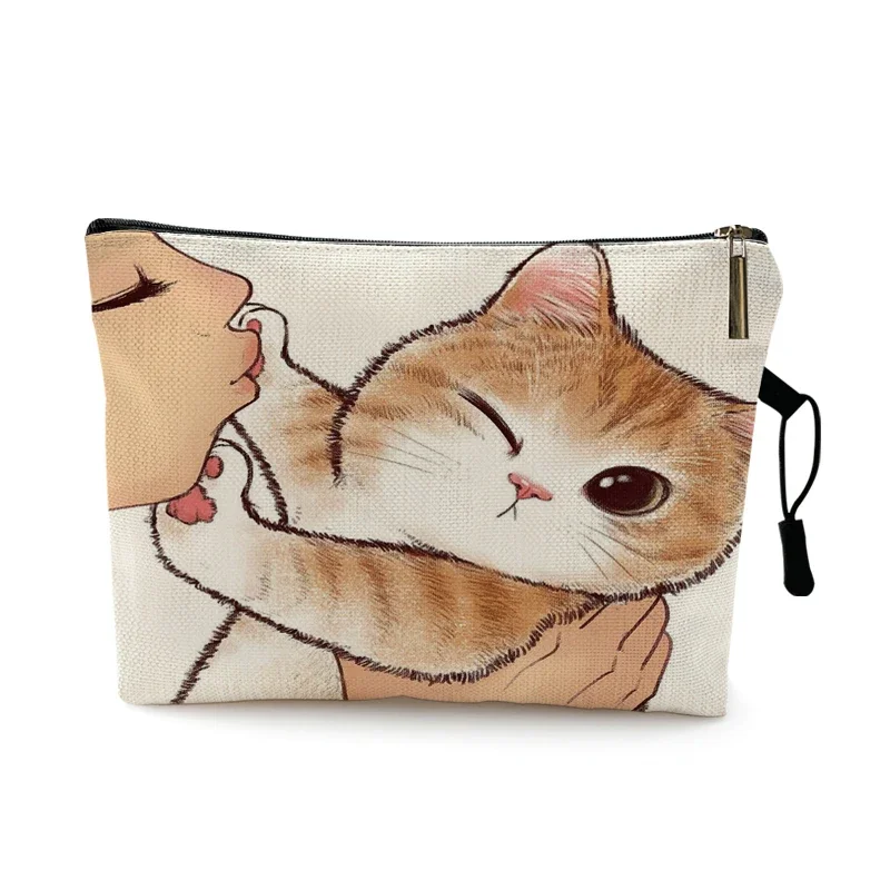 

Mvensh Cute Kissing Cat Makeup Bag With Printing Pattern Cute Organizer Bag Pouchs For Travel Bags Pouch Women's Cosmetic Bag