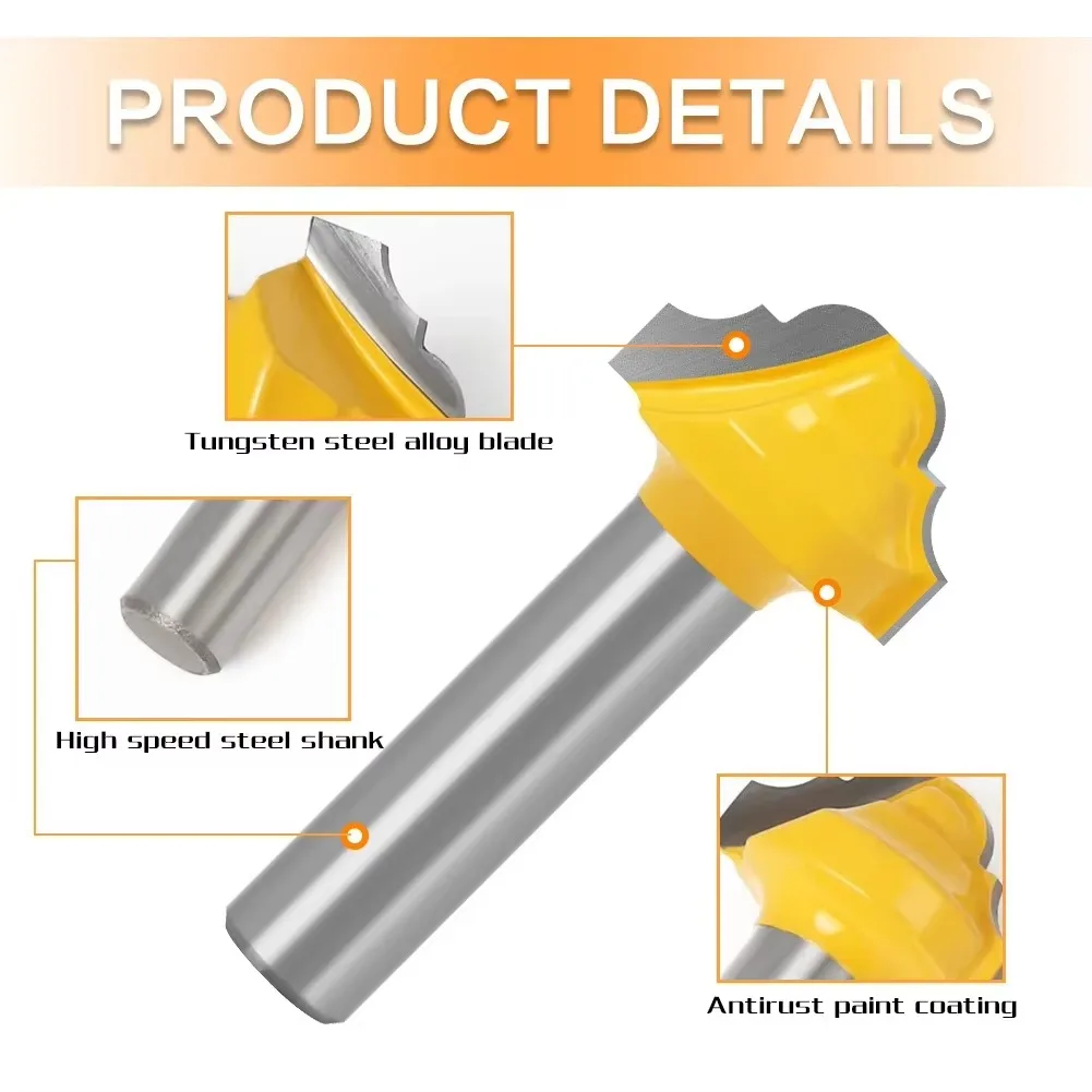 1PC 8MM Shank Milling Cutter Wood Carving 19MM Classical Router Bit Without Bearing Concave Radius Milling Cutters Woodworking