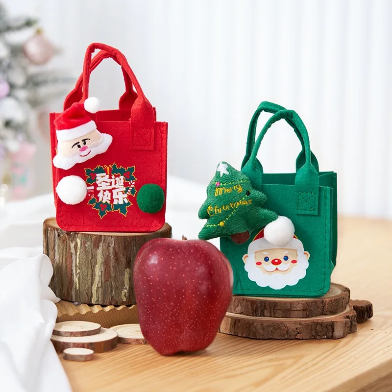 

Новый рождественский детский подарок, креативный маленький подарочный пакет, сумка для конфет, упаковочная коробка в канун Рождества, ручная фетровая сумка, подарочная коробка для девочек