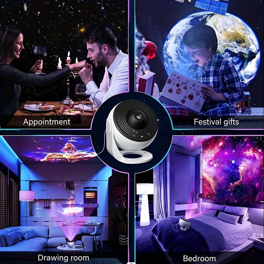 1pc New Globe Milky Way Projection Light Send 13 HD Star Lights Bedroom Full Of Star Atmosphere Lights Perfect For Holiday Party