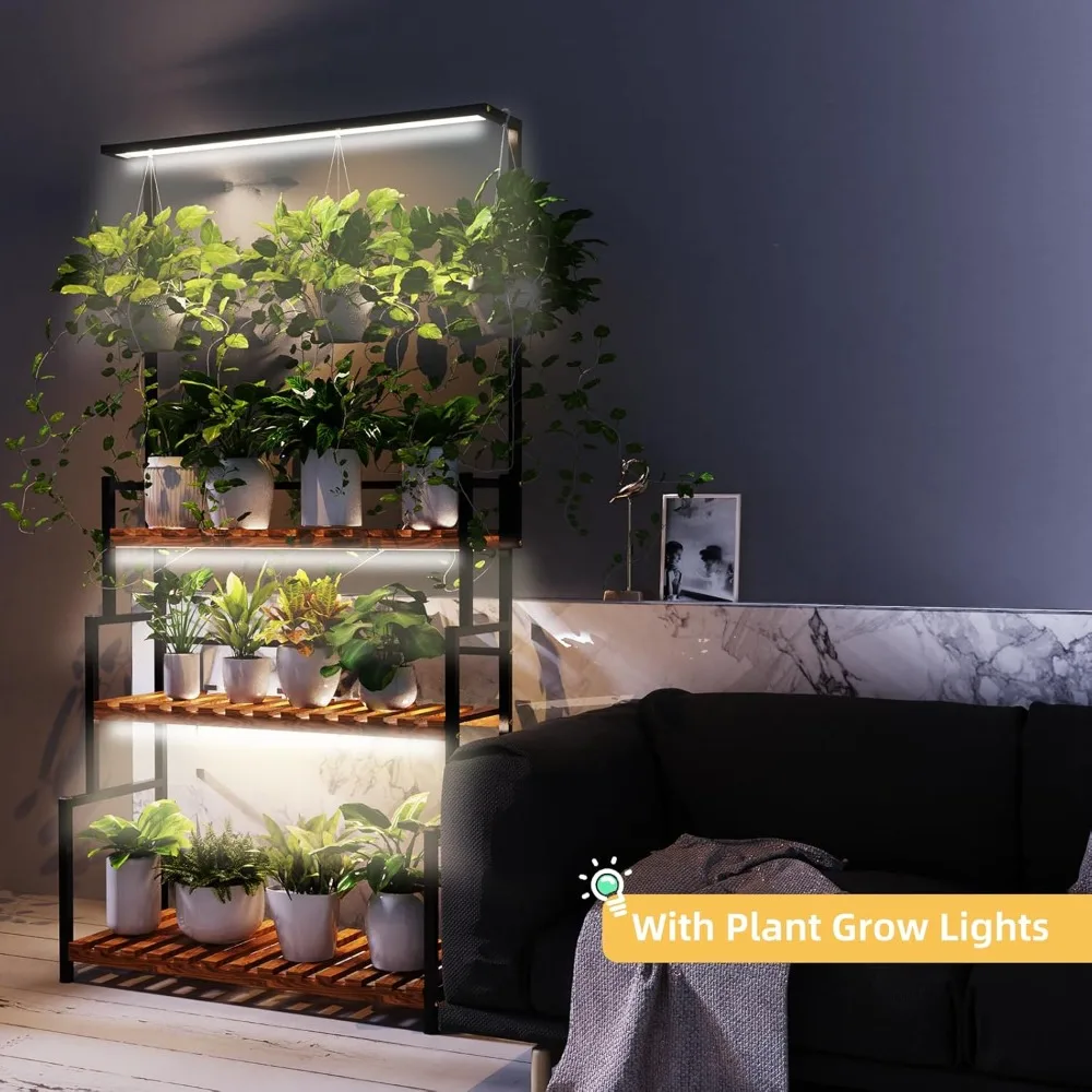 حامل نباتات معدني داخلي مكون من 3 طبقات مع ضوء نمو مدمج للنباتات الكبيرة المتعددة