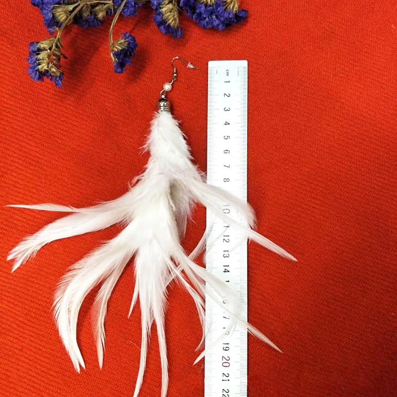 Earring for women dangle feather white simulated-pearl hyperbolic long ear jewelry ear hook wire trendy fashion jewelry a pair