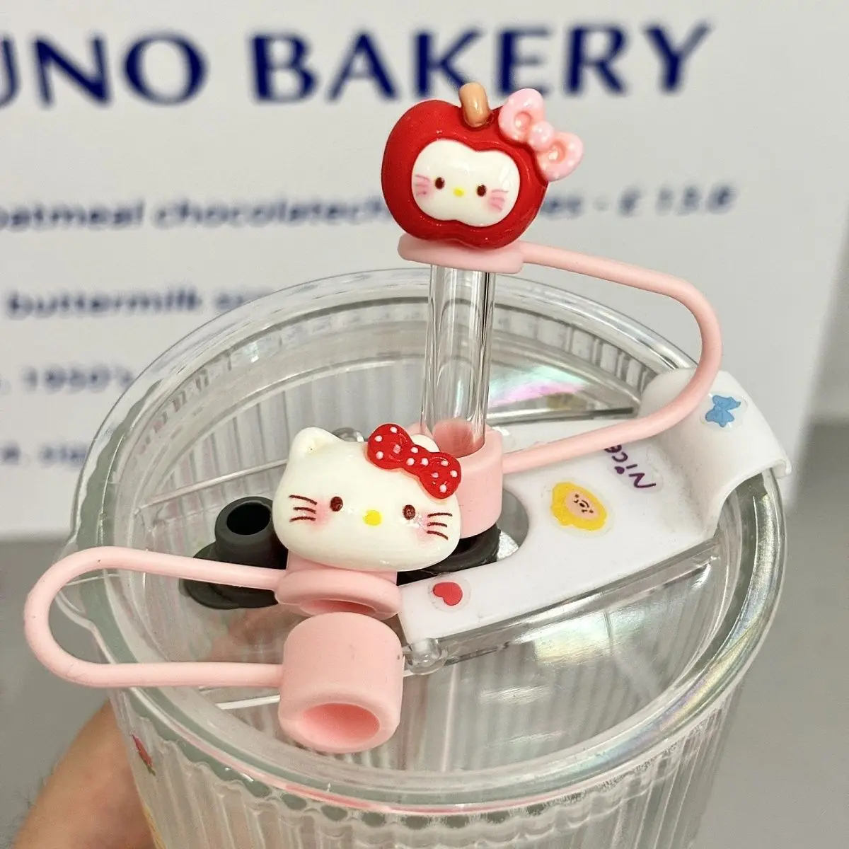

Hello Kitty Straw Dust Cap Originality Delicate Fashion Cartoon Silicone Rubber Straw Protector Practical Convenient Accessory