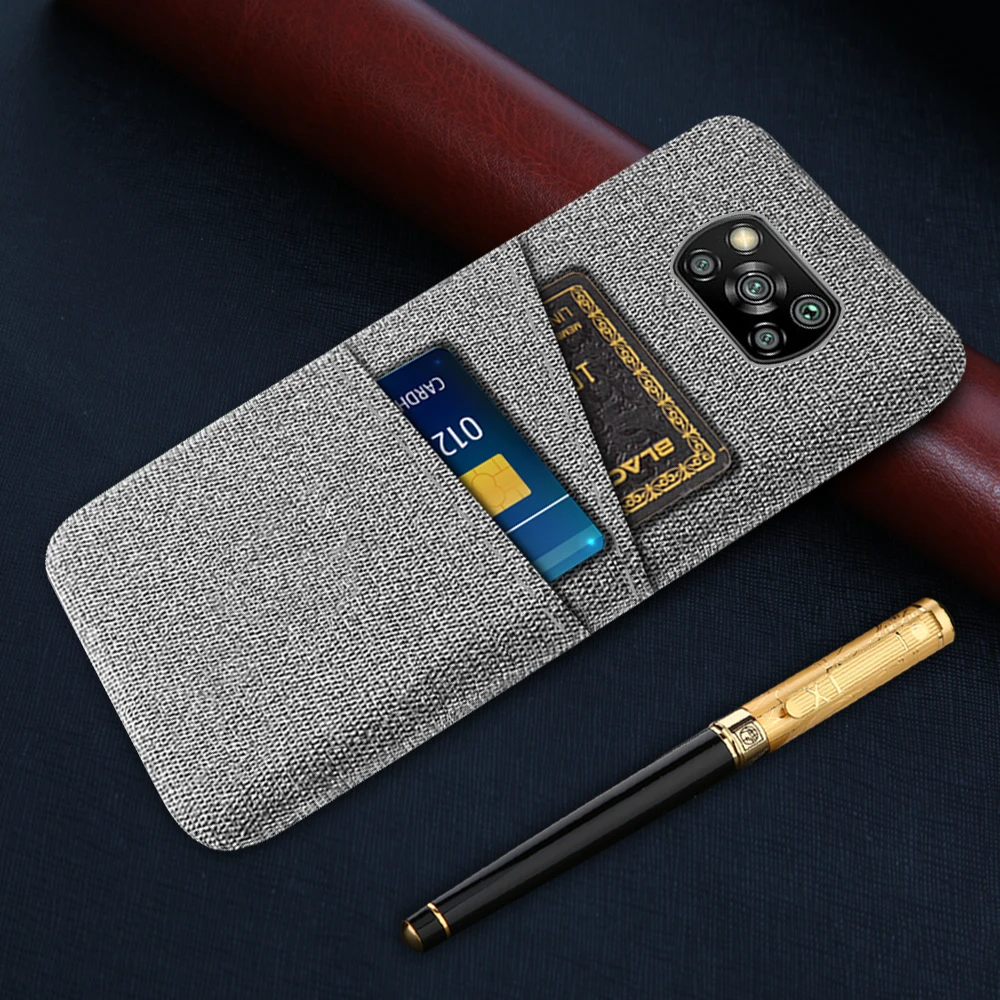 Case For Xiaomi PocoPhone X3Pro Luxury Febric Antiskid Card Slot Holder Cover For Poco X 3 X3 X4 Pro 5G NFC PocoX3Pro Coque Capa