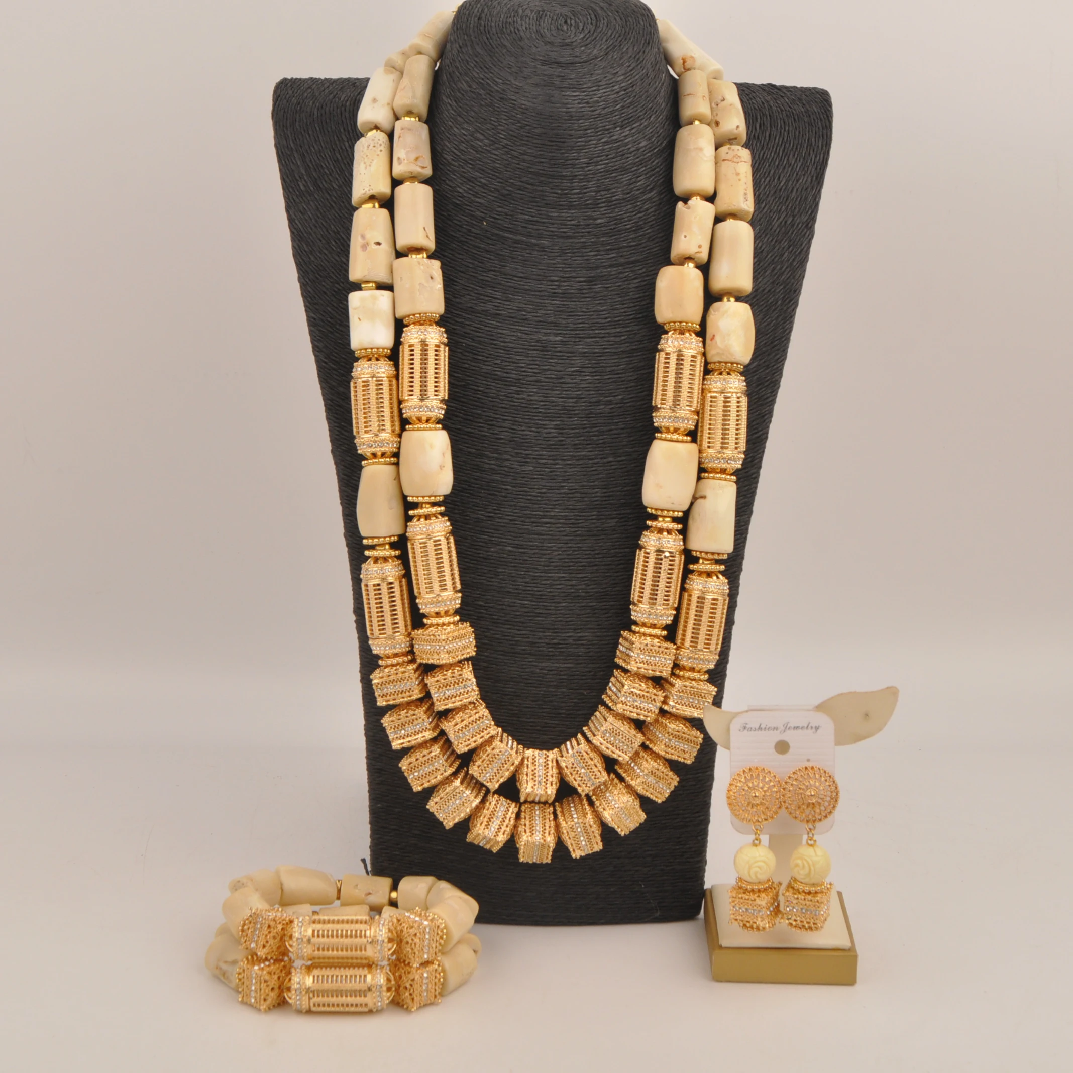 

Natural coral necklace Nigeria Wedding Fashion jewelry set White Africa