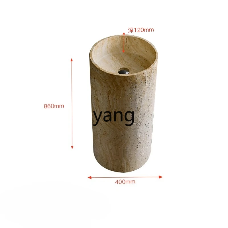

YHM minimalist luxury stone column basin integrated floor art wash basin