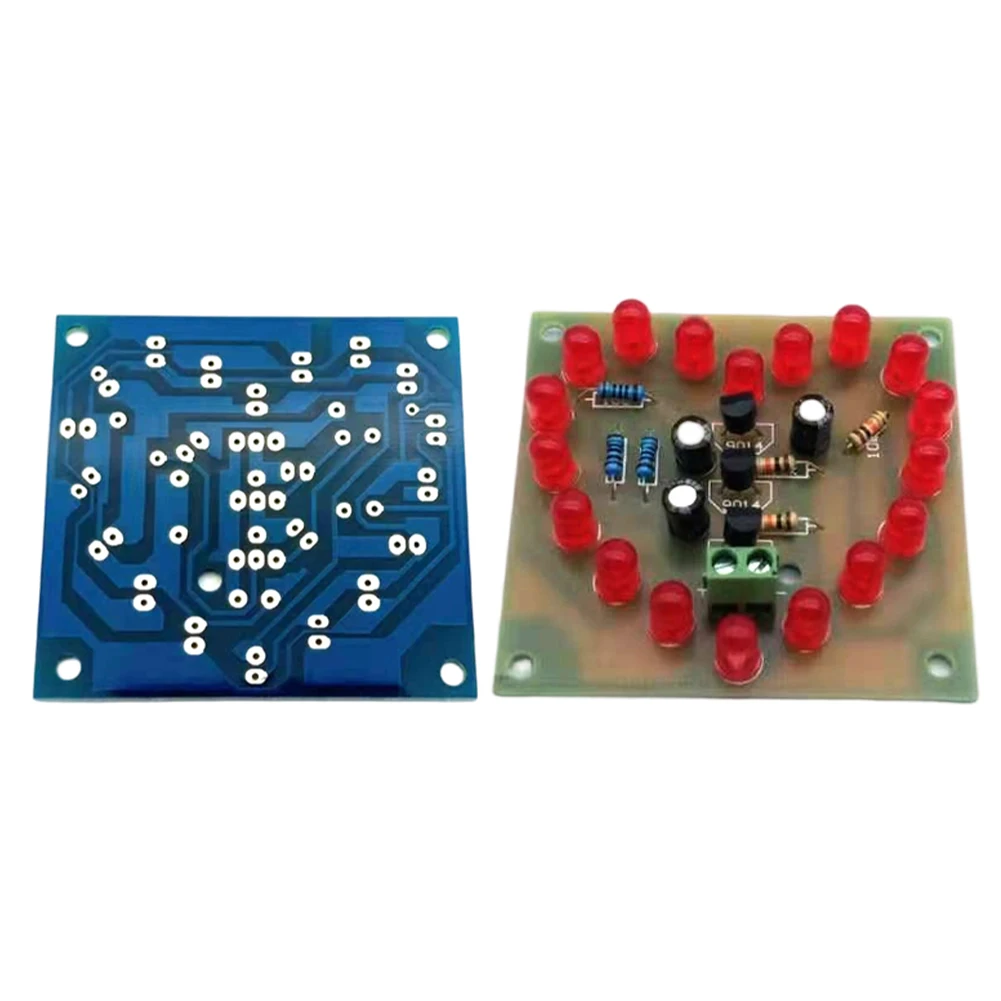 1set DIY Heart-shaped Flashing Lamp 18pcs Red LED Analog Circuit Electronic Soldering DIY Components Decorative Light