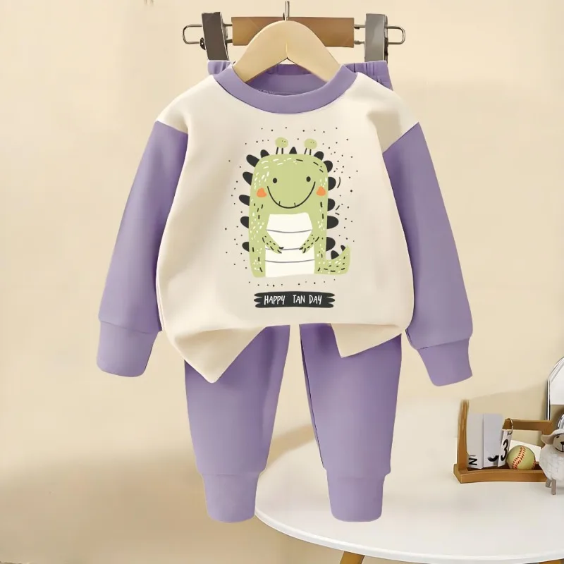 Herbst-Winter Jungen- und Mädchen-Mode Langarm-Heimkleidungssets Kinder Weiche Unterwäsche Anzug Kinder-Pyjamas Schlafanzug – Detail 4