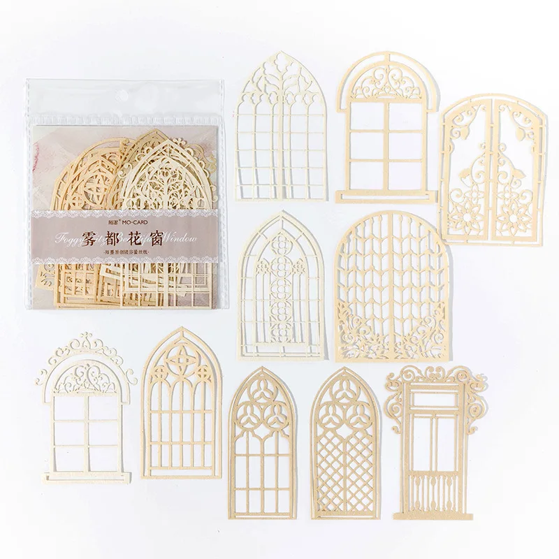 10pcs Vintage Circle Lace Window Floral Material Papers Diy Diary Album Decoration Scrapbooking Planner Junk Journal Craft Paper