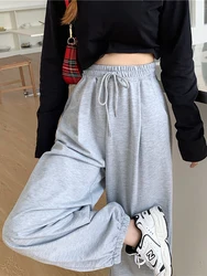 AOSSVIAO Gray Sweatpants for Women 2026 Autumn New Baggy Fashion Oversize Sports Pants Balck Trousers Female Joggers Streetwear