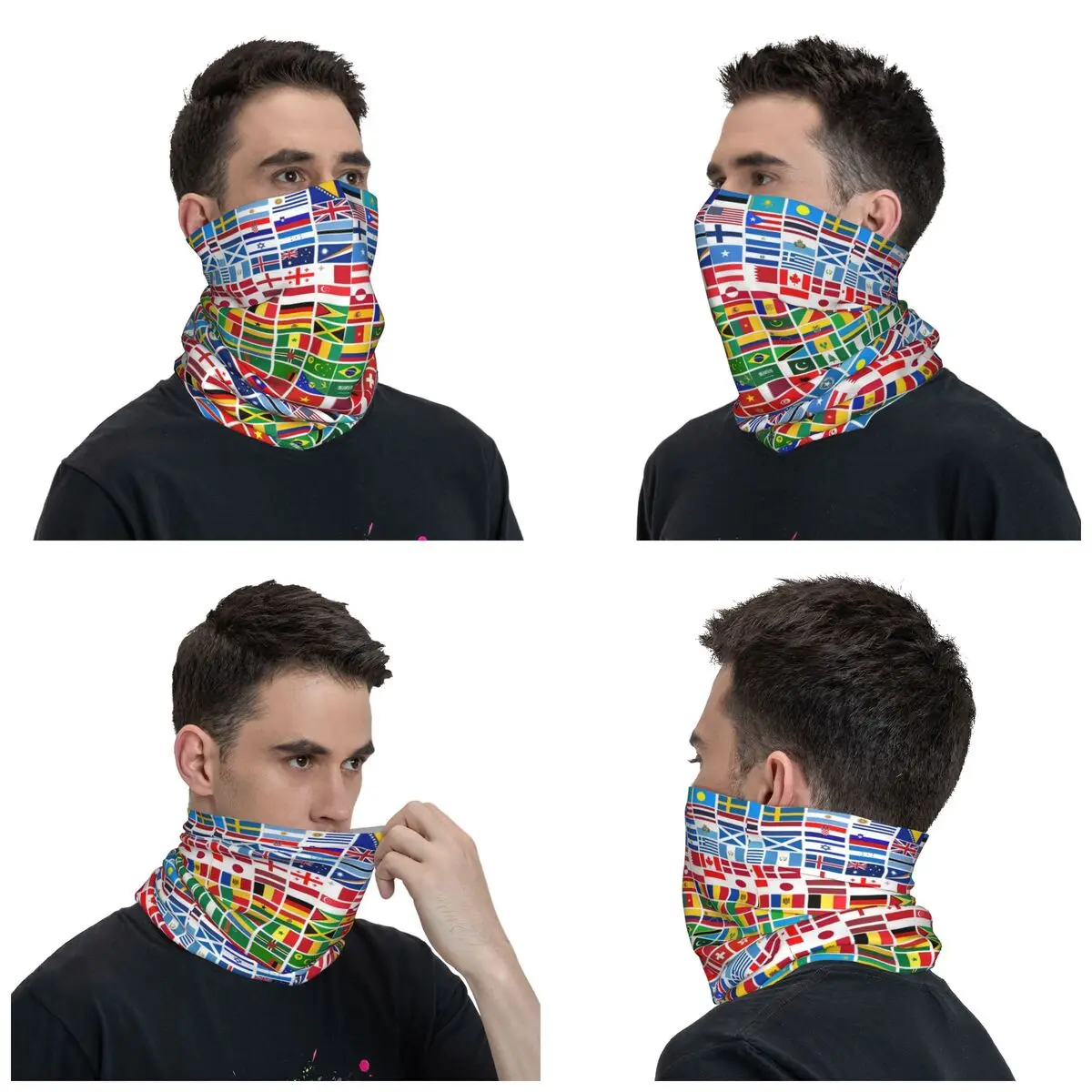 Countries Of World Flag Bandana Neck Gaiter Printed Face Scarf Multifunctional Headband Riding for Men Women Adult Winter