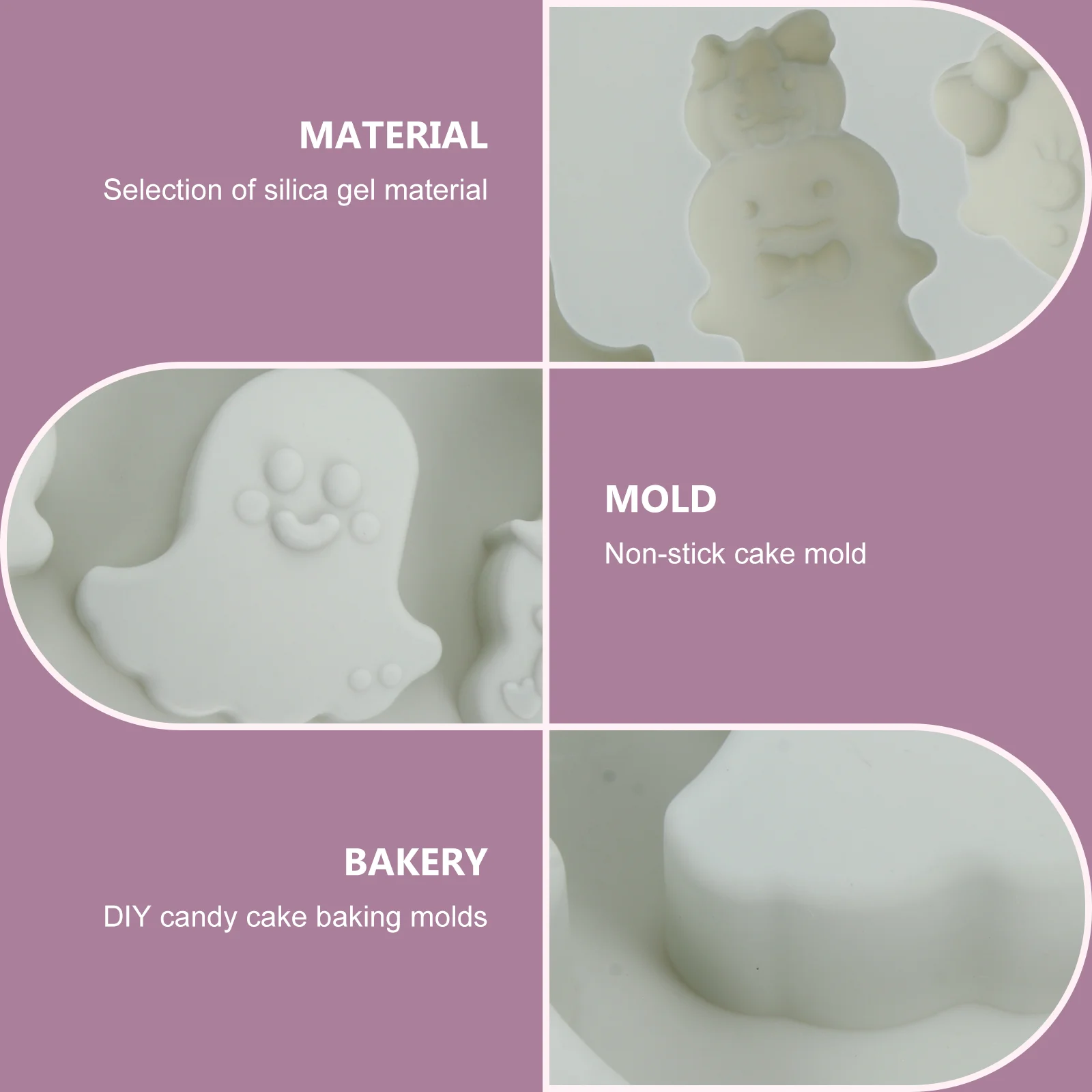 

1Pcs Ghost Shape Halloween Silicone Cake Mold Safe Smooth Surface Baking Mold for Party Cafe Shop Smooth Cake Mould