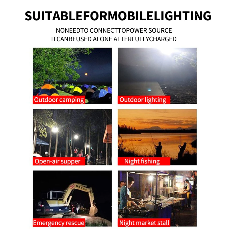 20/80/100/150/200W Outdoor Portable Camping Light USB Rechargeable Led Light Lantern Emergency Bulb Tents Lights Equipment Bulb