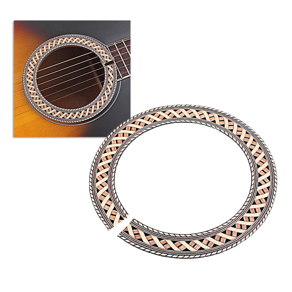 

Curved Strips Sound Hole Rosette Wood Inlay Decoration Easy Apply Remove Compatible Electric Guitar Bass Sound Hole Decals Inlay