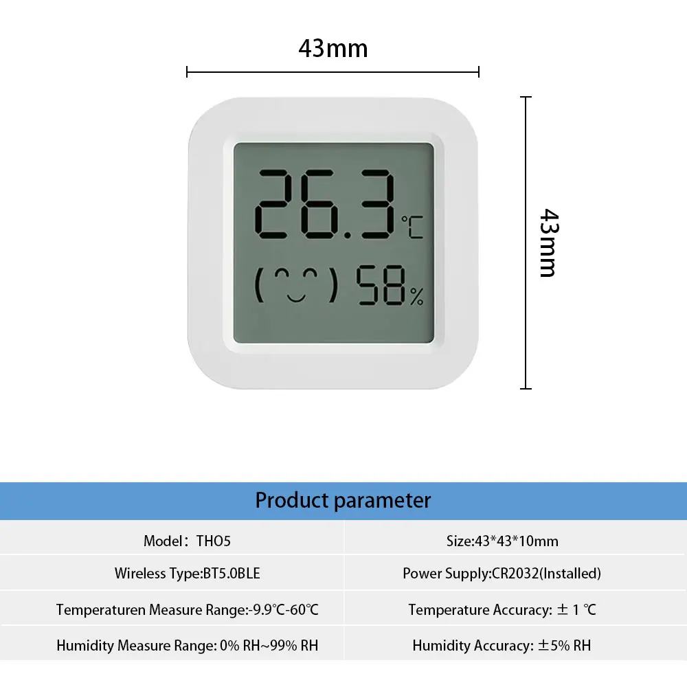 Sensor de temperatura y humedad Tuya, Mini pantalla LCD Compatible con aplicación Bluetooth, Control remoto, termómetro, higrómetro