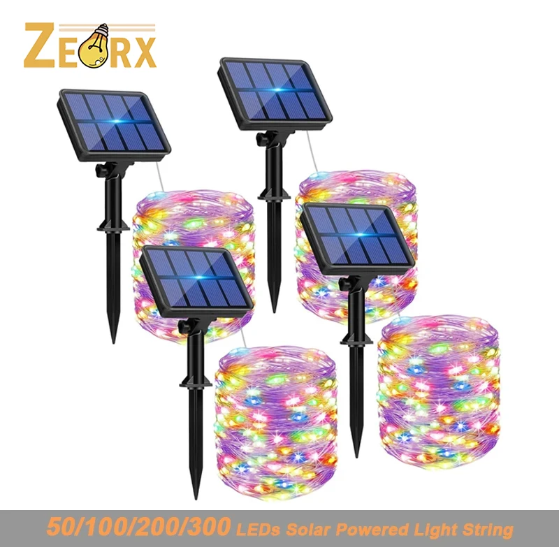 

Solar String Lights Outdoor, Copper Wire Solar Powered Fairy Lights 100-300 LED Waterproof 8 Modes for Tree Garden Party Decor