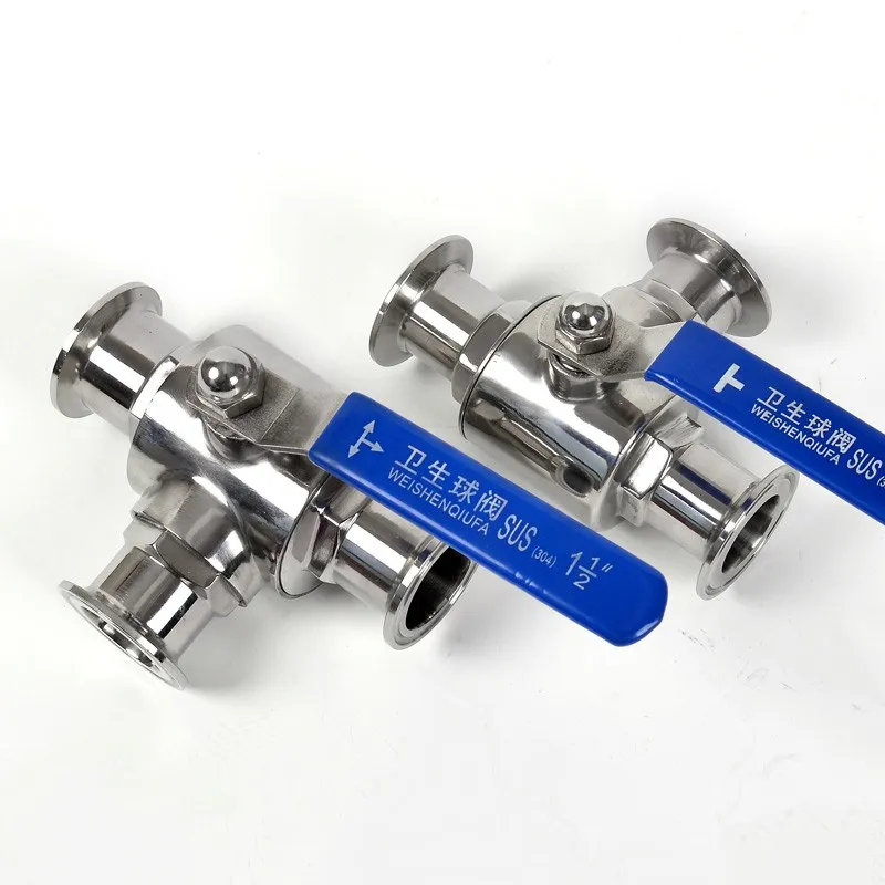 

Food Grade Tri Clamp 1.5" 2" 2.5" Ferrule O/D 50.5/64/77.5mm L/T Port 304 Stainless Steel 3 Way Ball Valve Homebrew Diary