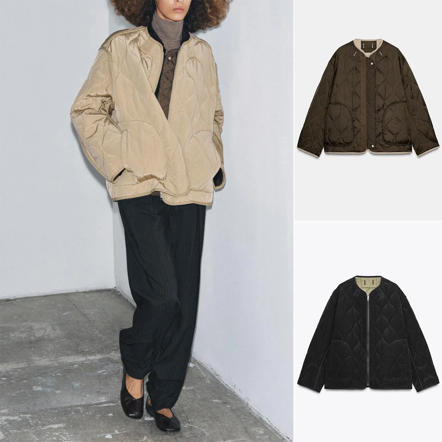 

Новая осенне-зимняя женская хлопковая куртка, двусторонняя одежда, круглая длинная металлическая молния, украшенная свободной посадкой для поездок на работу