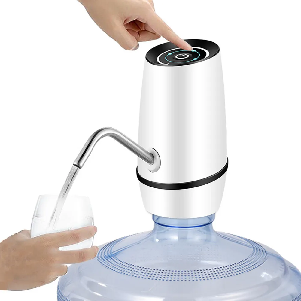 

Electric Water Pump USB Rechargeable Barrelled Water Dispenser Pressing Pump for Home Kitchen Office Use White