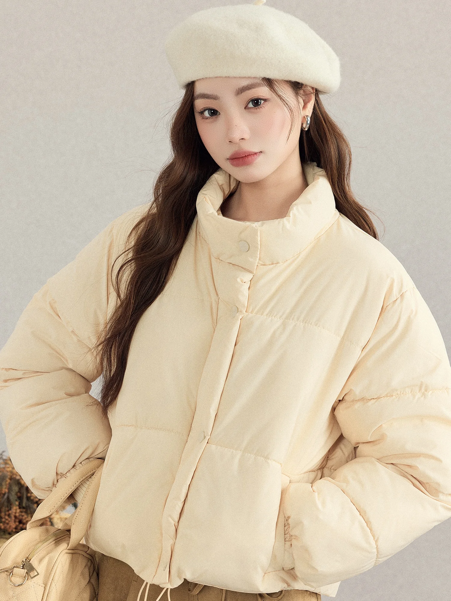 

Теплая хлопковая куртка-пуховик для женщин, осенне-зимняя, с воротником-стойкой, модная, винтажная, свободного кроя, на молнии