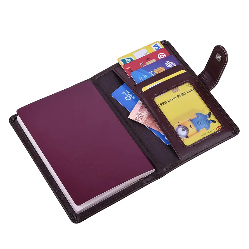 Funda para pasaporte de cuero, billetera con tarjetero, para documentos de identificación de viaje, Rusia, Brasil, España y Francia