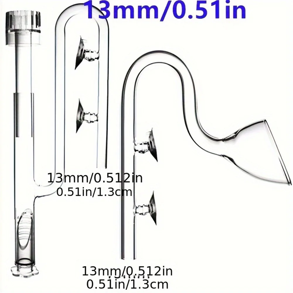 Clear Glass Lily Pipe Outflow and Skimmer Inflow With Suction Cup 13mm 17mm For Aquarium Planted Fish Tank Aquatic Filter System