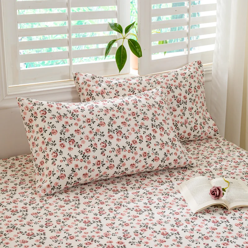 Federa floreale in cotone lavato