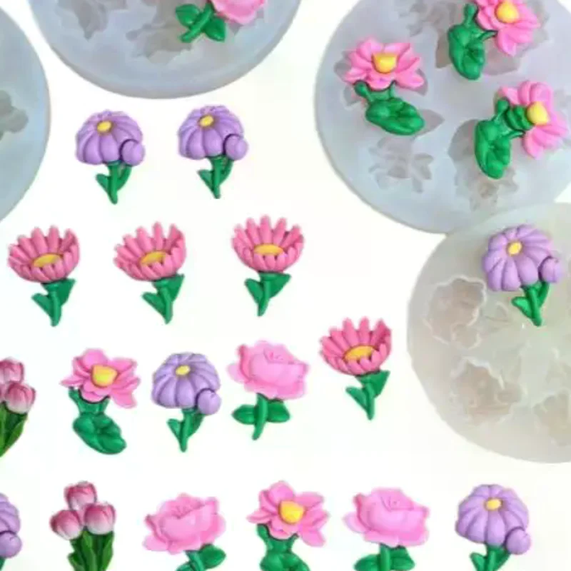 Silicone Mold for Tulip Flower Design Sugarcraft Fondant Cake Resin Chocolate Cupcake Baking Flexible Pastry Making Accessories