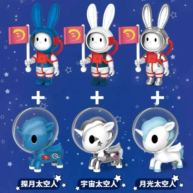 Tokidoki Unicorno Lunar Exploration Astronaut Space Gashapon Figurine Pony Rabbit Ornament Children Girl Xmas Gift Collection