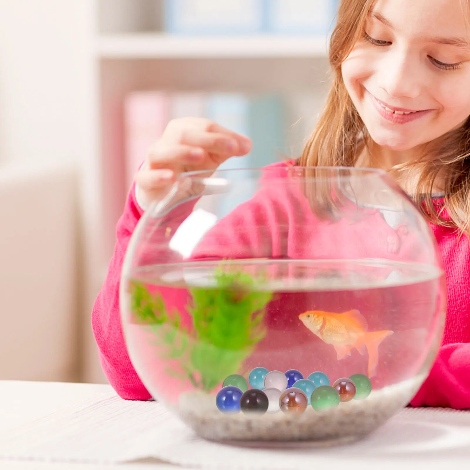 

50Pcs Colorful Glass Balls Crystal Marbles Fish Tank Decors Aquarium Landscape Decoration Hydroponic Glass Marbles