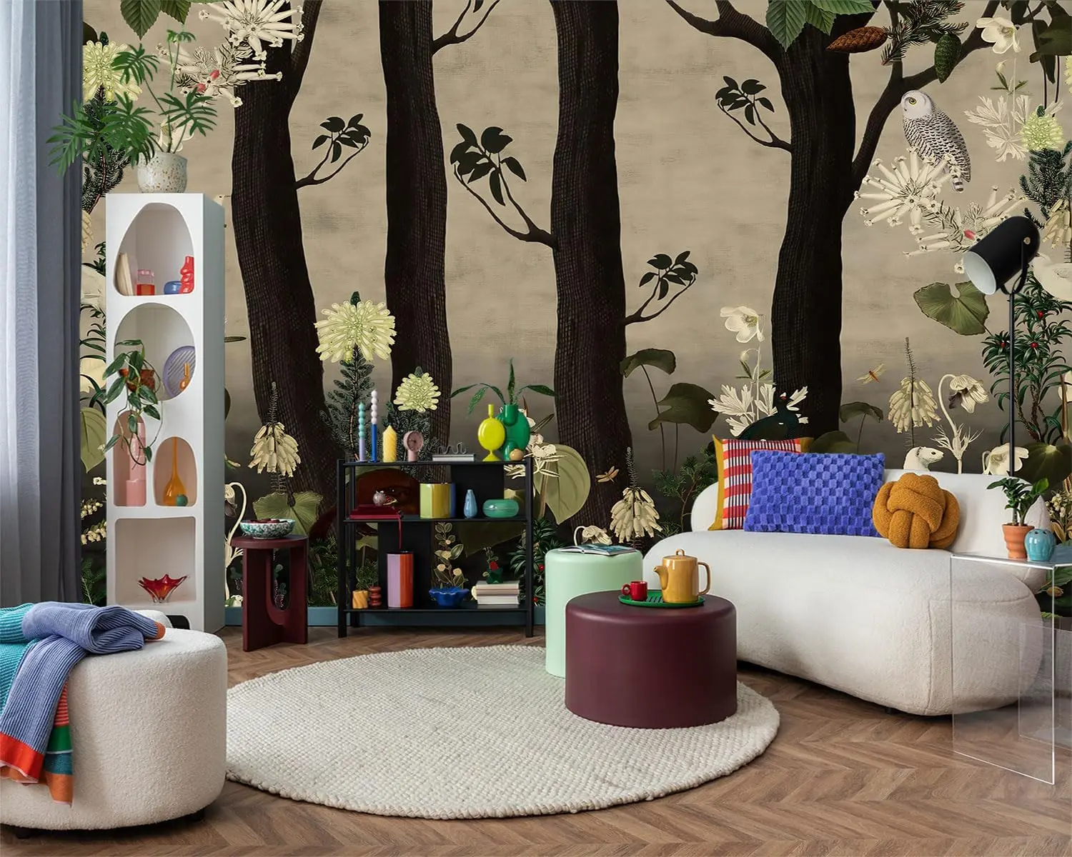 Realistic Tree Jungle Wallpaper Mural Decal Tropical Botanical Foliage Art Decor for Living Room Bedroom Home Accent