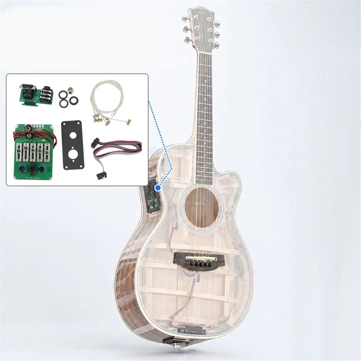 Piezo 5-Band EQ Acoustic Guitar Pickup Active/Passive Switchable Preamp for Enhanced Sound & Easy Installation