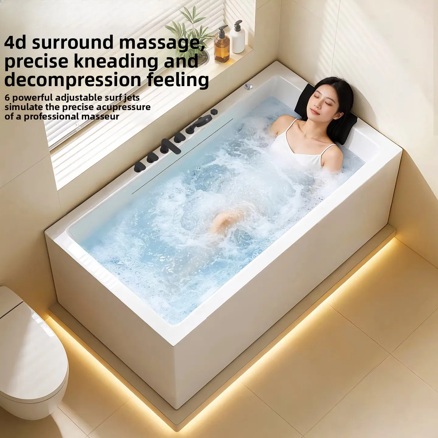 Japanese-style deep soaking bathtub household small apartment acrylic independent integrated massage thermostatic bathtub