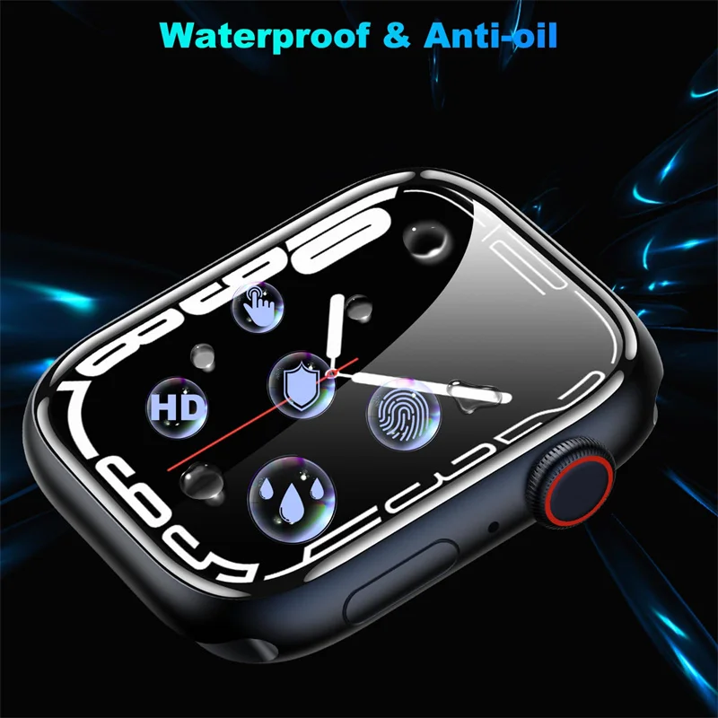 Vidrio suave para Apple Watch Protector de pantalla 44mm 45mm 41mm 38mm 42 40mm 9D HD película completa iWatch series 6 5 3 8 7 9 se Accesorios