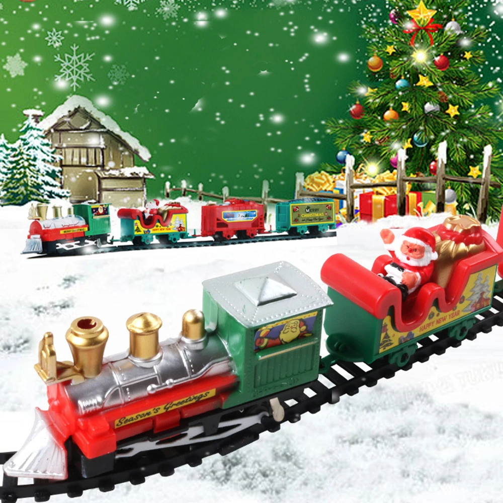 

Classic Christmas Train Set Battery Operated with Lights & Sounds, Railway Tracks for Under Tree Decor & Kids Play