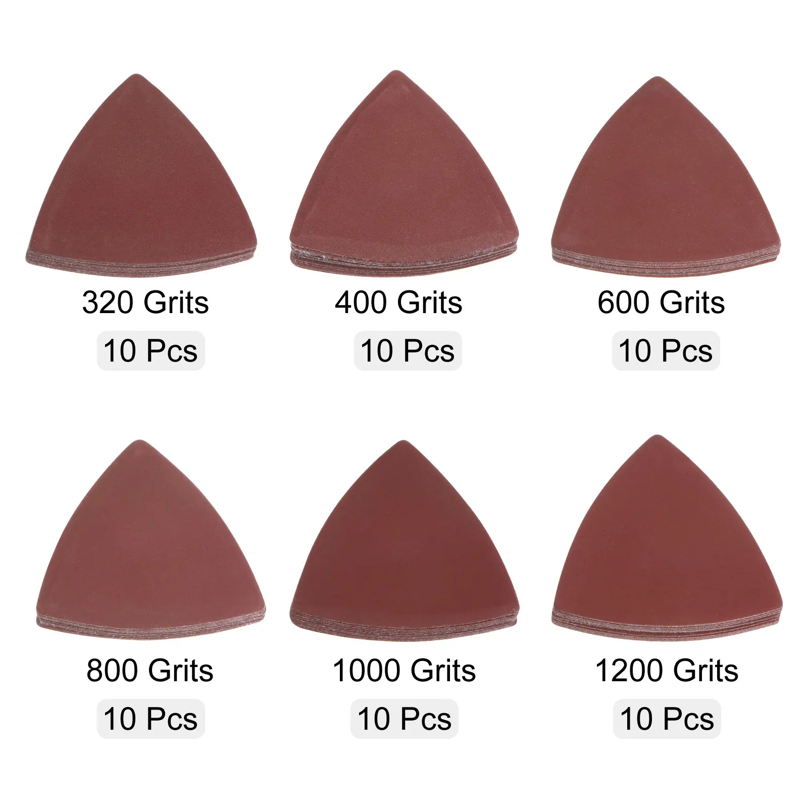 320/400/600/800/1000/1200 Grits 80mm Aluminum Oxide Triangular Sandpapers