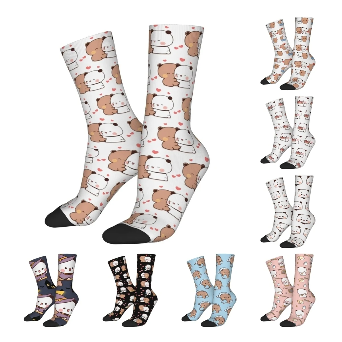 Fashion Male Men Socks Casual Bubu and Dudu Sock Panda Bear Hugs Love Graphic Women's Stockings Spring Summer Autumn Winter