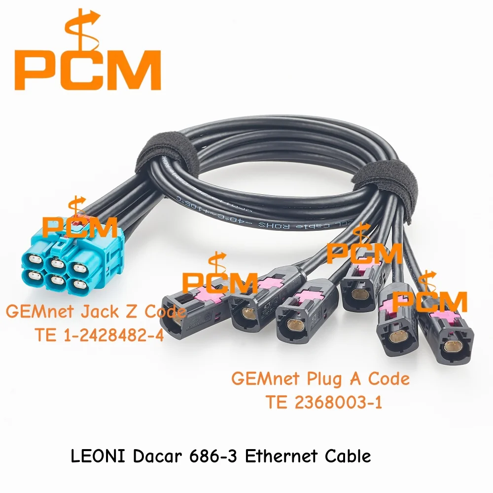 TE GEMnet 1-2428482-4 Z Code Jack to 6 Port 2368003-1 A Code Plug High Speed Data Harness for Car Camera ADAS Ethernet System