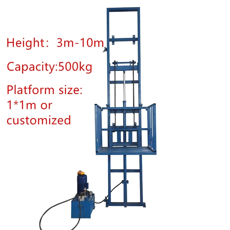 Warehouse hydraulic cargo lift hydraulic vertical wall mounted cargo lift