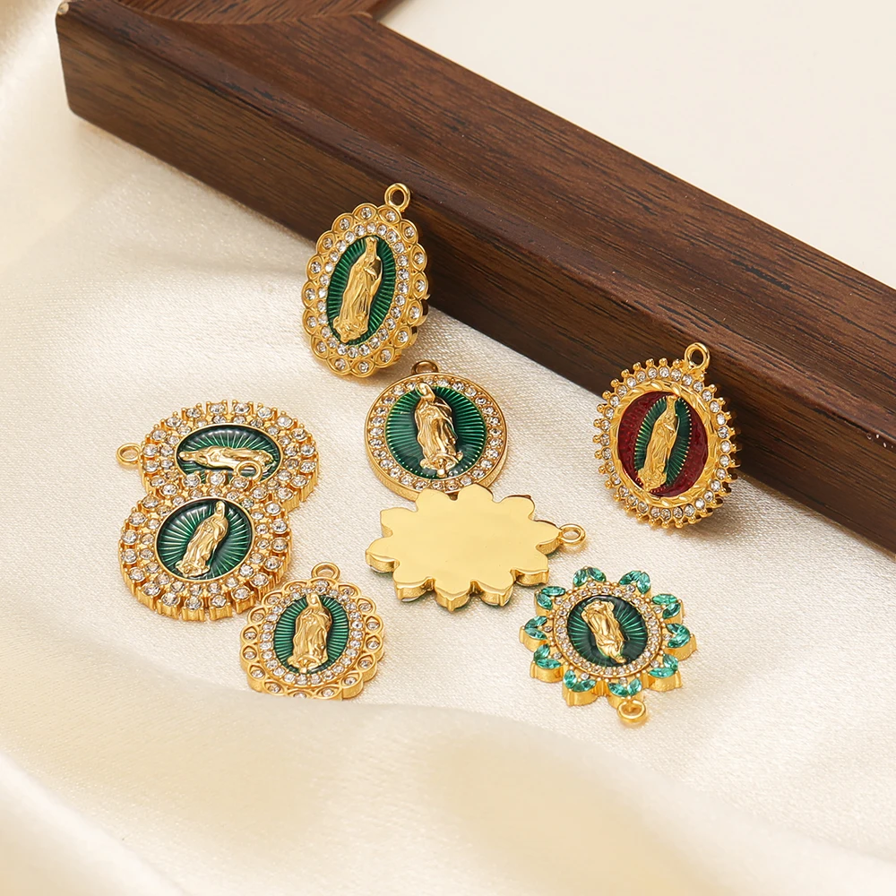 2 قطعة المينا الفولاذ المقاوم للصدأ يسوع المسيح سحر الزركون المعلقات DIY بها بنفسك مجوهرات قلادة سوار النتائج أقراط صنع الإمدادات