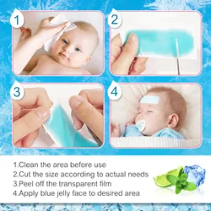 6/10/20pcs Cooling Gel Patch Effective Fever Can Relieve Headache Body Soreness Drowsiness Heat Stroke Headache for Baby Adult