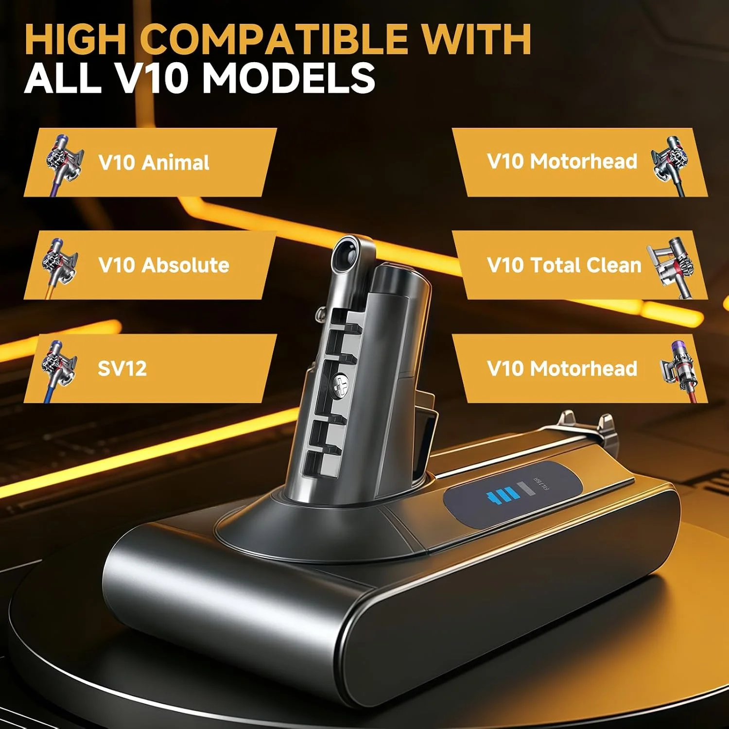 8000mAh Replacement Battery for Dyson V10 SV12 Cordless Vacuum Cleaner, Compatible with V10 Animal, Absolute, Motorhead, Fluffy