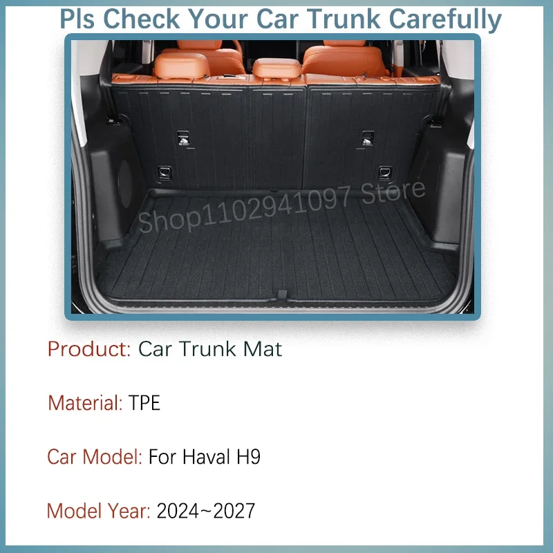 Car Rear Trunk Mat For Haval H9 MK2 2024 2025 2026 2027 Waterproof Cover Storage Pad Cargo Liner Tank Organizer Auto Accessories